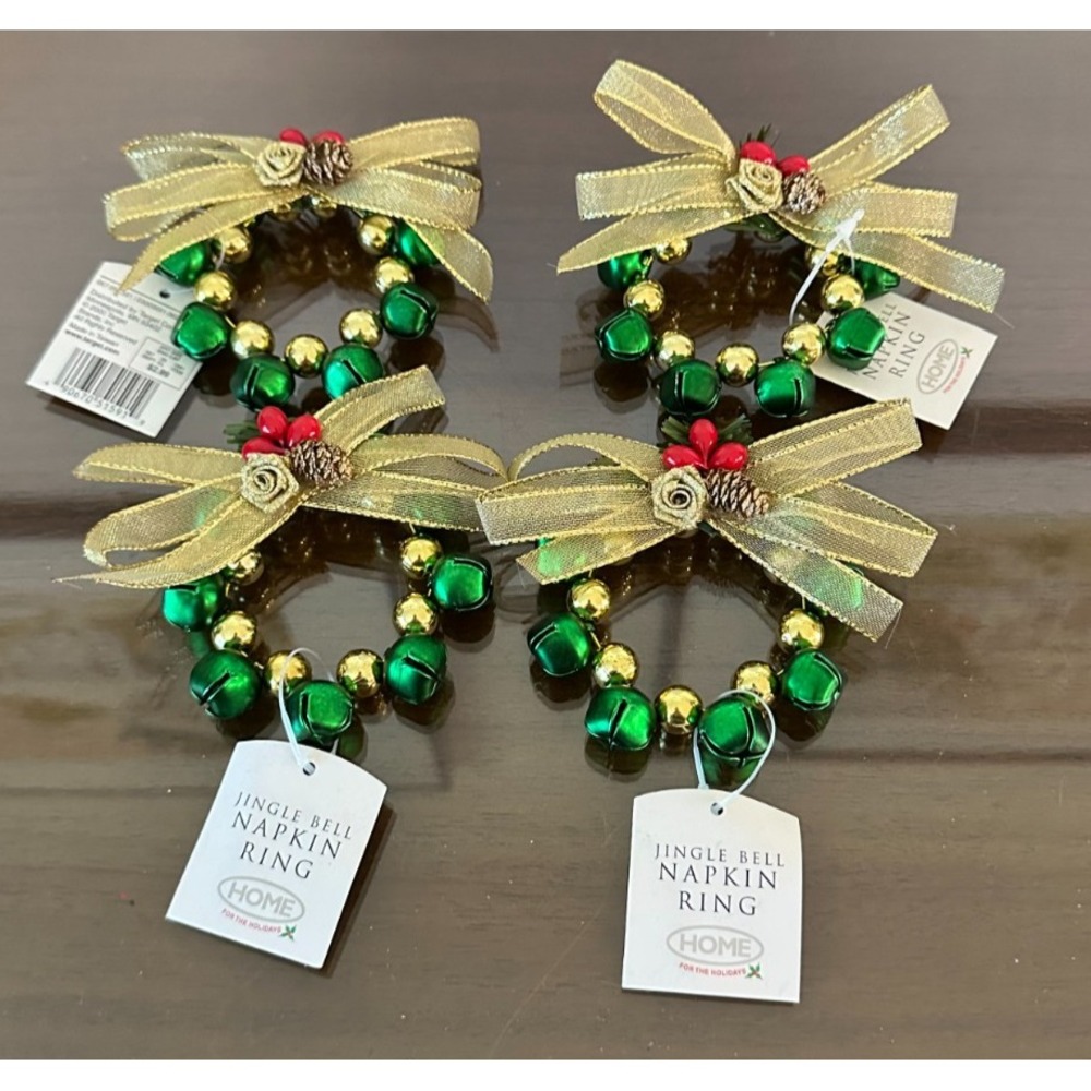 Target Home For The Holidays Set Of 4 Jingle Bell Christmas Wreath‎ Napkin Rings